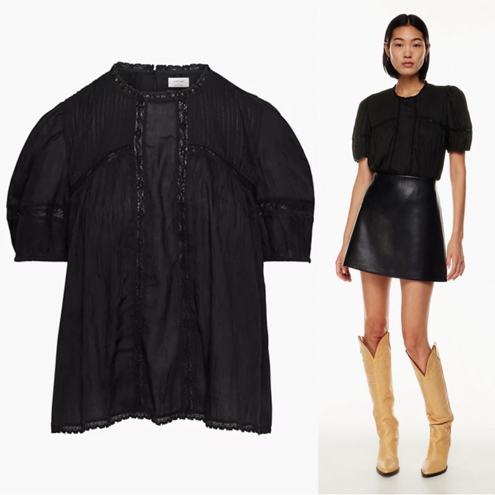 Aritzia Wilfred Wallflower Blouse in Black size M